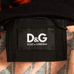 Pre Owned Dolce & Gabbana Black/Orange Printed Knit Top S