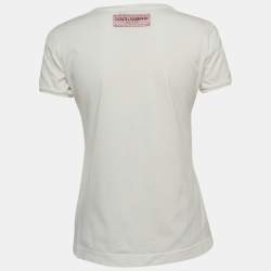 Pre Owned Dolce & Gabbana White Floral Printed Cotton T-Shirt S