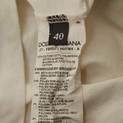 Pre Owned Dolce & Gabbana White Floral Printed Cotton T-Shirt S