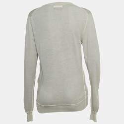 Pre Owned Dolce & Gabbana Grey Cotton Knit Buttoned Cardigan M