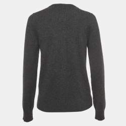 Pre Owned Dolce & Gabbana Grey Floral Applique Cashmere Cardigan M
