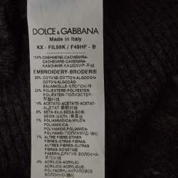 Pre Owned Dolce & Gabbana Grey Floral Applique Cashmere Cardigan M
