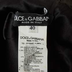 Pre Owned Dolce & Gabbana Black/Metallic Floral Jacquard Peplum Top S