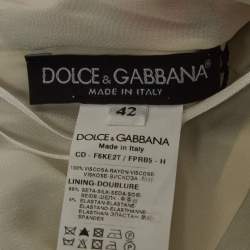 Pre Owned Dolce & Gabbana Blue Floral Print Crepe Ruched Dress M