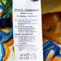 Dolce & Gabbana Yellow/White Limoni Print Cotton Double Breasted Coat M