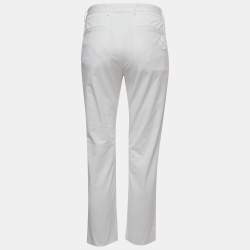 Pre Owned Dolce & Gabbana White Cotton Straight Fit Trousers L