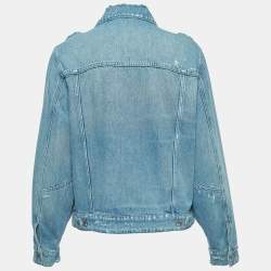 Pre Owned Dolce & Gabbana Blue Ripped Denim Buttoned Jacket S