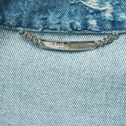 Pre Owned Dolce & Gabbana Blue Ripped Denim Buttoned Jacket S