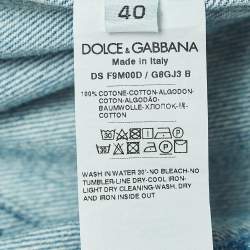 Pre Owned Dolce & Gabbana Blue Ripped Denim Buttoned Jacket S