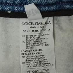 Pre Owned Dolce & Gabbana Blue Washed Distressed Denim Skinny Jeans S Waist 26"