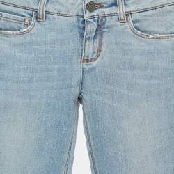 Pre Owned Dolce & Gabbana Blue Washed Distressed Denim Skinny Jeans S Waist 26"