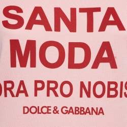 Pre Owned Dolce & Gabbana Light Pink Logo Print Cotton Half Sleeve T-Shirt S