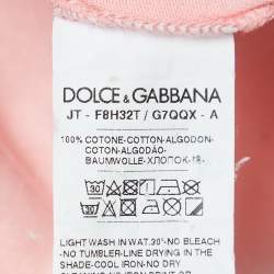 Pre Owned Dolce & Gabbana Light Pink Logo Print Cotton Half Sleeve T-Shirt S