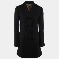 Dolce & Gabbana Black Wool Double-Breasted Coat S