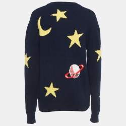 Pre Owned Dolce & Gabbana Navy Blue Spaceship Wool Sweater M