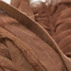 Pre Owned Dolce & Gabbana Brown Tulle Ruched Long Dress L