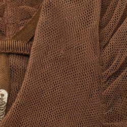 Pre Owned Dolce & Gabbana Brown Tulle Ruched Long Dress L