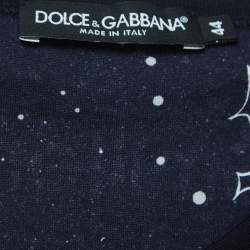 Pre Owned Dolce & Gabbana Navy Blue Space Print Cotton Half Sleeve T-Shirt M