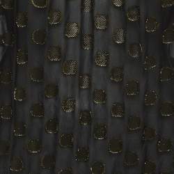 Pre Owned Dolce & Gabbana Black/Gold Dotted Lurex Silk High Neck Top S