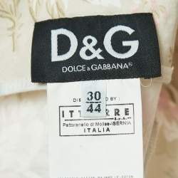 Pre Owned D&G Sage Green Floral Print Silk Lace Accent Mini Dress S