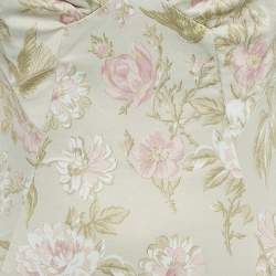 Pre Owned D&G Sage Green Floral Print Silk Lace Accent Mini Dress S