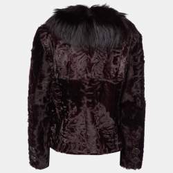Pre Owned Dolce & Gabbana Maroon Fur & Leather Button Front Jacket M