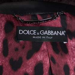 Pre Owned Dolce & Gabbana Maroon Fur & Leather Button Front Jacket M