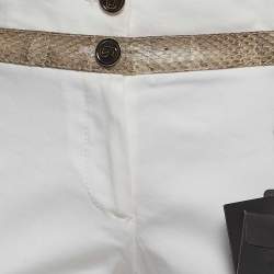 Pre Owned Dolce & Gabbana White Cotton Water Snake Trim Jeans M Waist 32''
