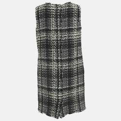 Pre Owned Dolce & Gabbana Plaid Tweed A-Line Mini Dress M