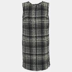 Pre Owned Dolce & Gabbana Plaid Tweed A-Line Mini Dress M