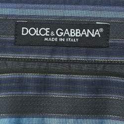 Pre Owned Dolce & Gabbana Blue Striped Cotton Full Sleeve Shirt M