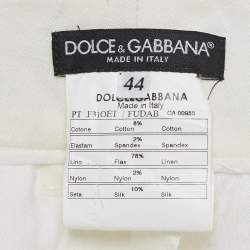 Pre Owned Dolce & Gabbana Off-White Linen Blend Trousers M