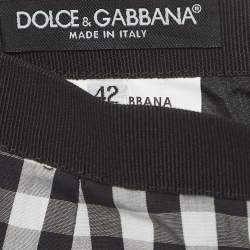 Pre Owned Dolce & Gabbana Black Checked Cotton Midi Skirt M