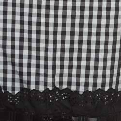Pre Owned Dolce & Gabbana Black Checked Cotton Midi Skirt M