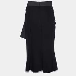 Pre Owned Dolce & Gabbana Black Wool Embellished Flute Hem Skirt S