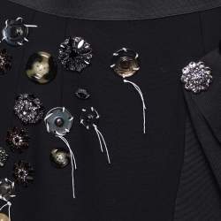 Pre Owned Dolce & Gabbana Black Wool Embellished Flute Hem Skirt S