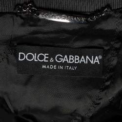 Dolce & Gabbana Charcoal Grey Pinstriped Wool & Silk Pant Suit S
