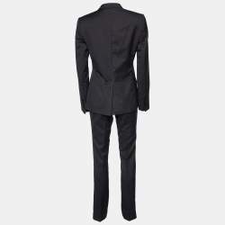 Dolce & Gabbana Charcoal Grey Pinstriped Wool & Silk Pant Suit S