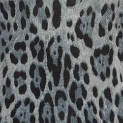 Pre Owned Dolce & Gabbana Blue Leopard Print Cashmere V-Neck Sweater S