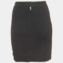 Pre Owned Dolce & Gabbana Black Ruched Crepe Double Zip Mini Skirt S