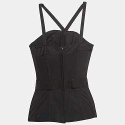 Pre Owned Dolce & Gabbana Black Silk Strappy Corset Top S