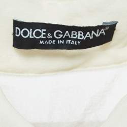 Pre Owned Dolce & Gabbana Beige Silk and Wool Knit Layered Top L
