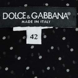 Pre Owned Dolce & Gabbana Black Dotted Silk Chiffon Sleeveless Top M