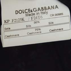 Pre Owned Dolce & Gabbana Navy Blue Cashmere and Silk Knit Neck Tie Top M