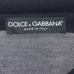 Pre Owned Dolce & Gabbana Navy Blue Cashmere and Silk Knit Neck Tie Top M