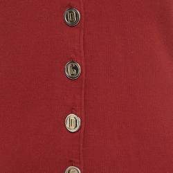مملوكة مسبقًا Dolce & Gabbana Red Knit DG Detail Buttoned Cardigan M