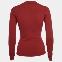 مملوكة مسبقًا Dolce & Gabbana Red Knit DG Detail Buttoned Cardigan M