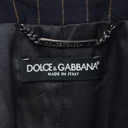 Pre Owned Dolce & Gabbana Navy Blue Striped Wool Buttoned Vest M