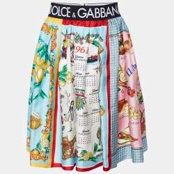 Dolce & Gabbana Multicolor Printed Silk Mixed Panel Mini Skirt L