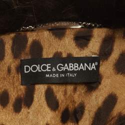 Dolce & Gabbana Grey Wool Blend and Fur Double Breasted Long Coat M